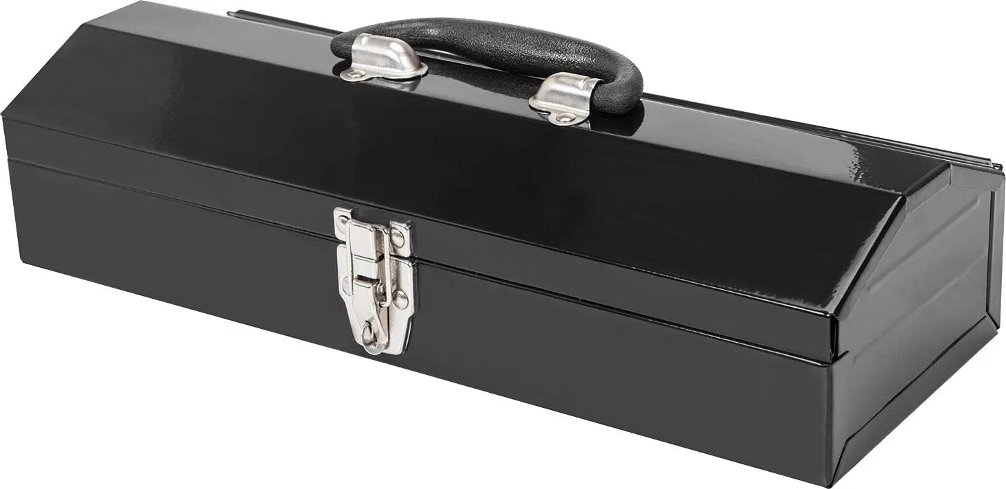 16" Hip Roof Style Portable Steel Tool Box with Metal Latch Closure, Black
16" Hip Roof Style Portable Steel Tool Box with Metal Latch Closure, Black