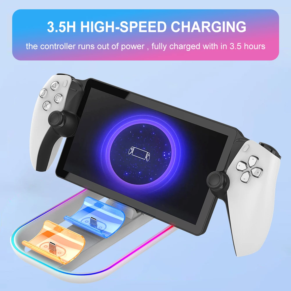 Charging Dock Station for PS5 Portal Console for PS5 Controller Charger Charging Docking Station with RGB and Charging Cable
Charging Dock Station for PS5 Portal Console for PS5 Controller Charger Charging Docking Station with RGB and Charging Cable