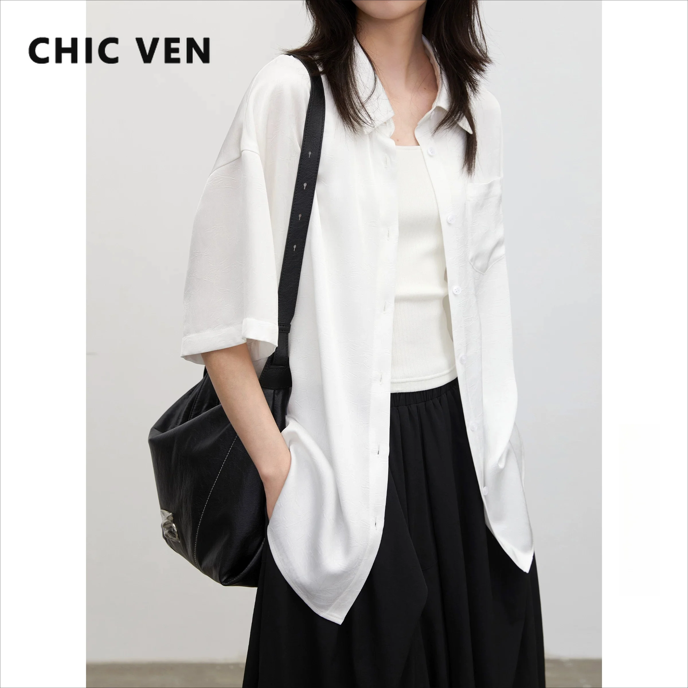 CHIC VEN Korean Women Shirt White Single-breasted Loose Casual Solid Office Ladies Short Sleeved Blouses Spring Summer 2026
CHIC VEN Korean Women Shirt White Single-breasted Loose Casual Solid Office Ladies Short Sleeved Blouses Spring Summer 2026