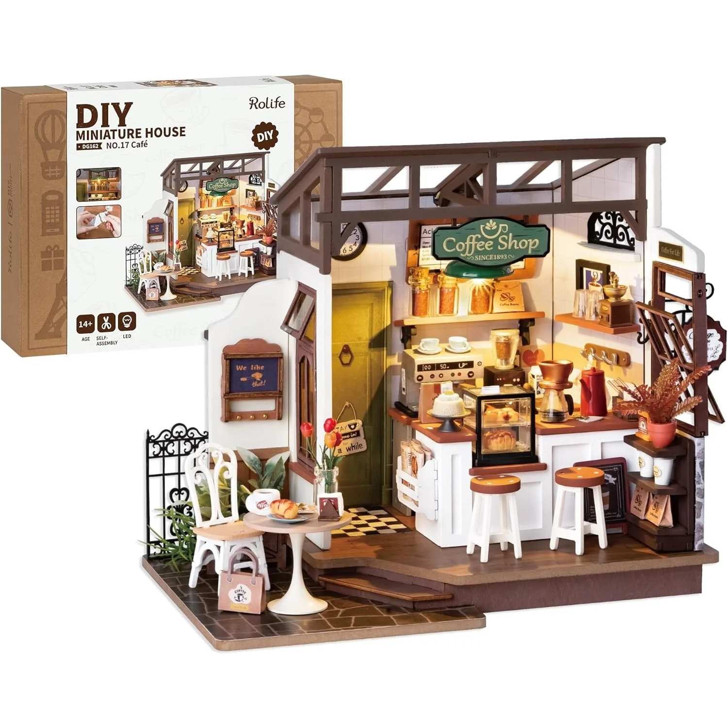 Rolife DIY Miniature House Kit Flavory Café 3D Puzzle Dollhouse Building Model Kit with LED for Desk Decor Gift for Adult Friend
Rolife DIY Miniature House Kit Flavory Café 3D Puzzle Dollhouse Building Model Kit with LED for Desk Decor Gift for Adult Friend