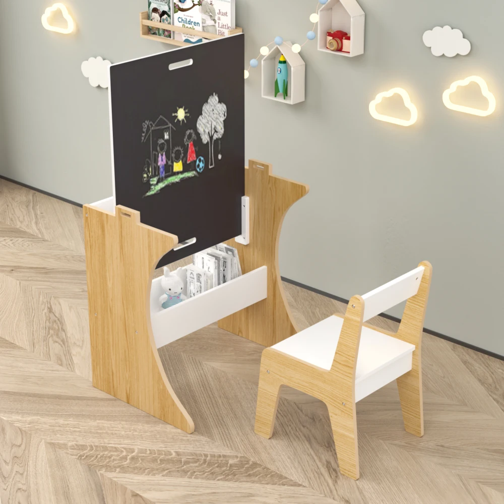 Kids Table Set with One Chair Multifunctional Wooden Children Study Table Convertible Tabletop for Study Drawing Play Natural
Kids Table Set with One Chair Multifunctional Wooden Children Study Table Convertible Tabletop for Study Drawing Play Natural