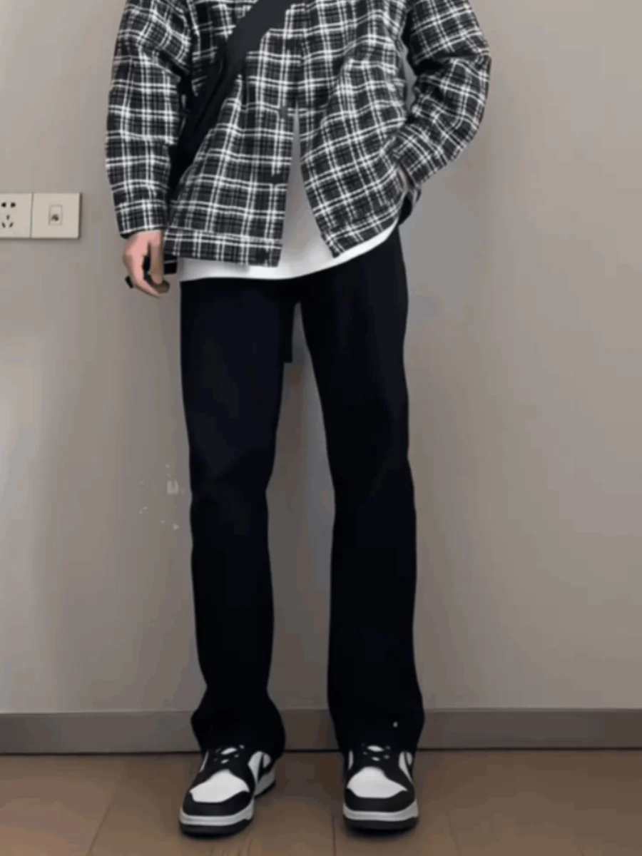 Pure Black Men's Straight Leg Jeans High Street Loose Fit Casual Long Pants American Style Streetwear Slimming Effect
Pure Black Men's Straight Leg Jeans High Street Loose Fit Casual Long Pants American Style Streetwear Slimming Effect