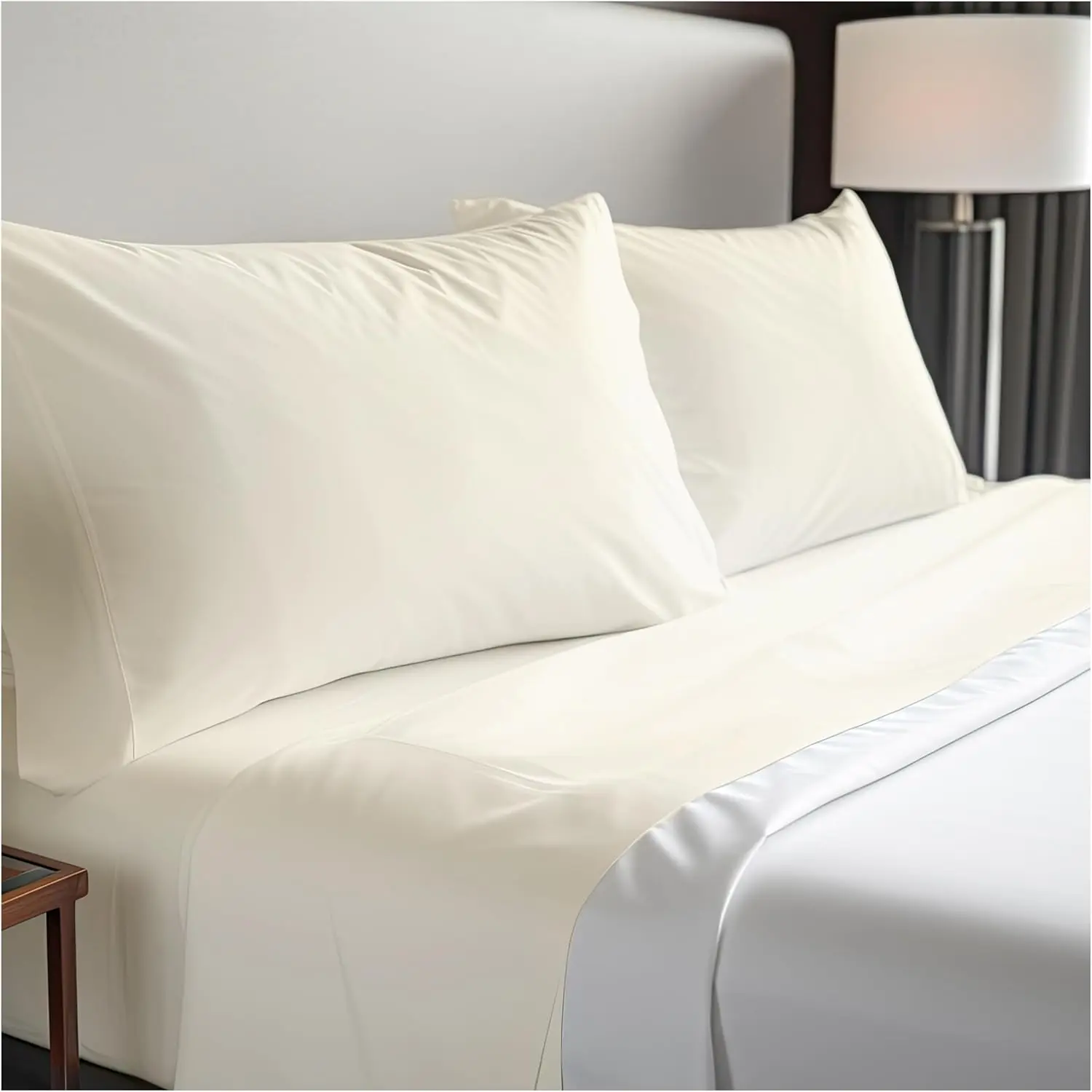 Luxe Comfort: 400Tc Cotton Sateen Weave King Sheet 4 Pc Set - Extra Deep Pocket - Fits 18"" Mattresses - Ivory, King
Luxe Comfort: 400Tc Cotton Sateen Weave King Sheet 4 Pc Set - Extra Deep Pocket - Fits 18"" Mattresses - Ivory, King