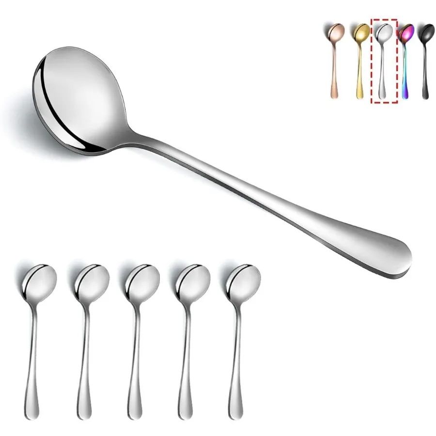 Soup Spoons 6 Pieces Stainless Steel Round Dinner Spoon, Table Spoons Silverware Set
Soup Spoons 6 Pieces Stainless Steel Round Dinner Spoon, Table Spoons Silverware Set