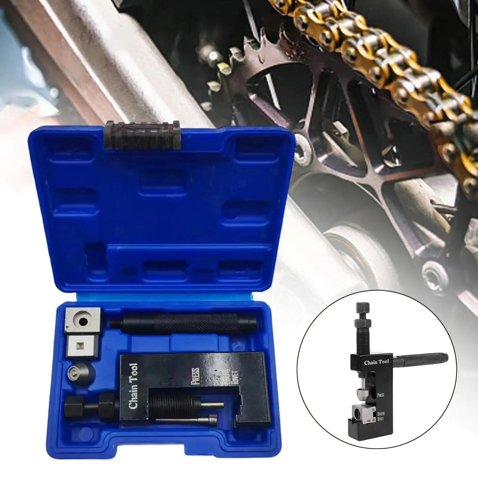 Chain Breaker Tool Set for 520 525 530 O Ring Chains Heavy Duty Chain Pin Removal Tool for Bikes Motorcycle Repair ATV
Chain Breaker Tool Set for 520 525 530 O Ring Chains Heavy Duty Chain Pin Removal Tool for Bikes Motorcycle Repair ATV
