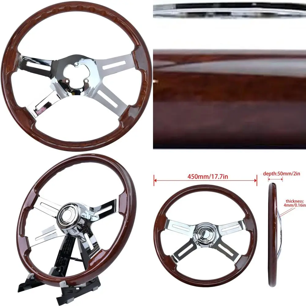 18-дюймовый руль из АБС-пластика под дерево, 4-спицевой хромированный алюминиевый руль для полуприцепов, грузовиков для Kenworth, домашних животных
18-дюймовый руль из АБС-пластика под дерево, 4-спицевой хромированный алюминиевый руль для полуприцепов, грузовиков для Kenworth, домашних животных