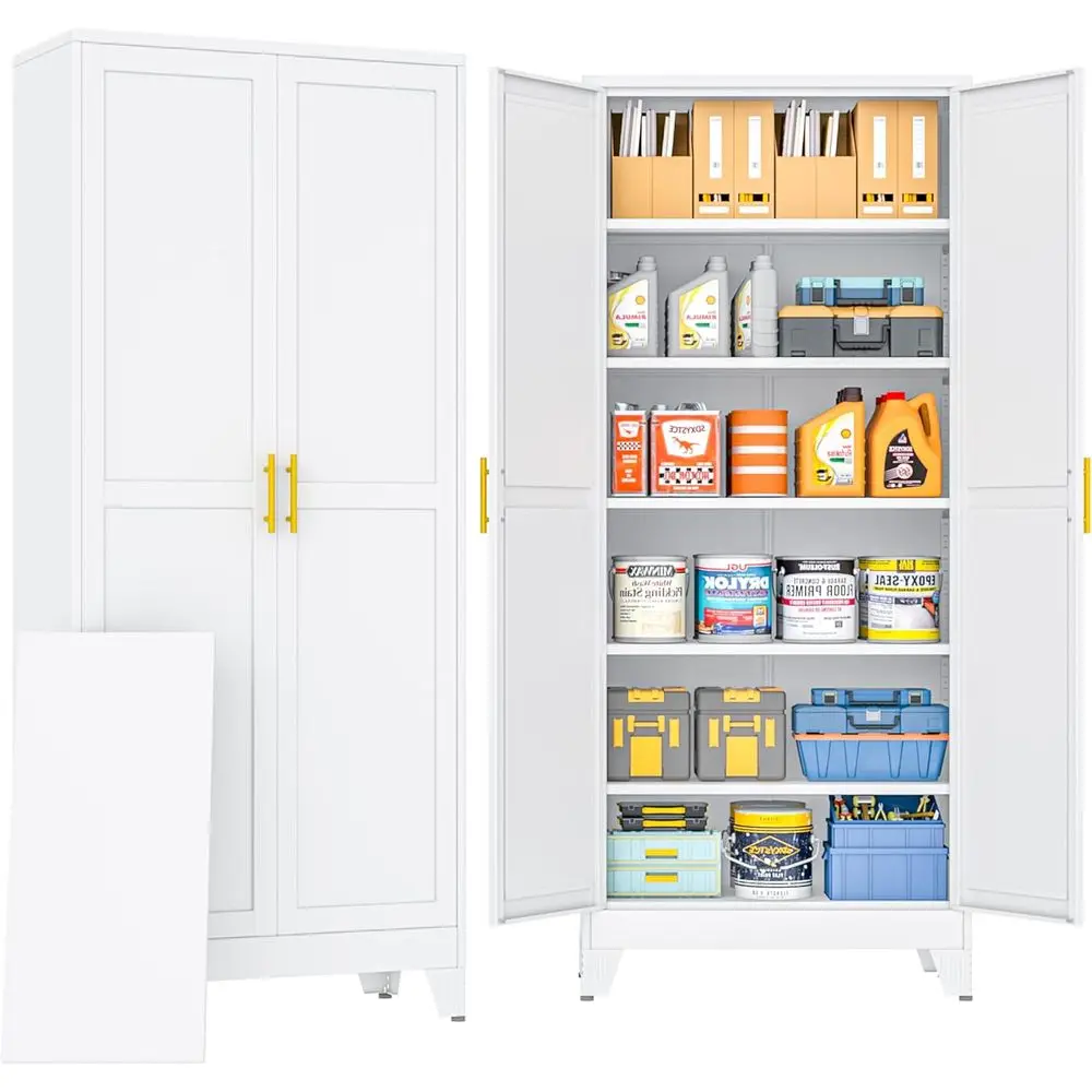 75" Metal Storage Cabinet with 2 Doand 5 Adjustable Shelves,White Metal Garage Storage Cabi, ile Cabinet,Steel Tool Cabior Home,
75" Metal Storage Cabinet with 2 Doand 5 Adjustable Shelves,White Metal Garage Storage Cabi, ile Cabinet,Steel Tool Cabior Home,