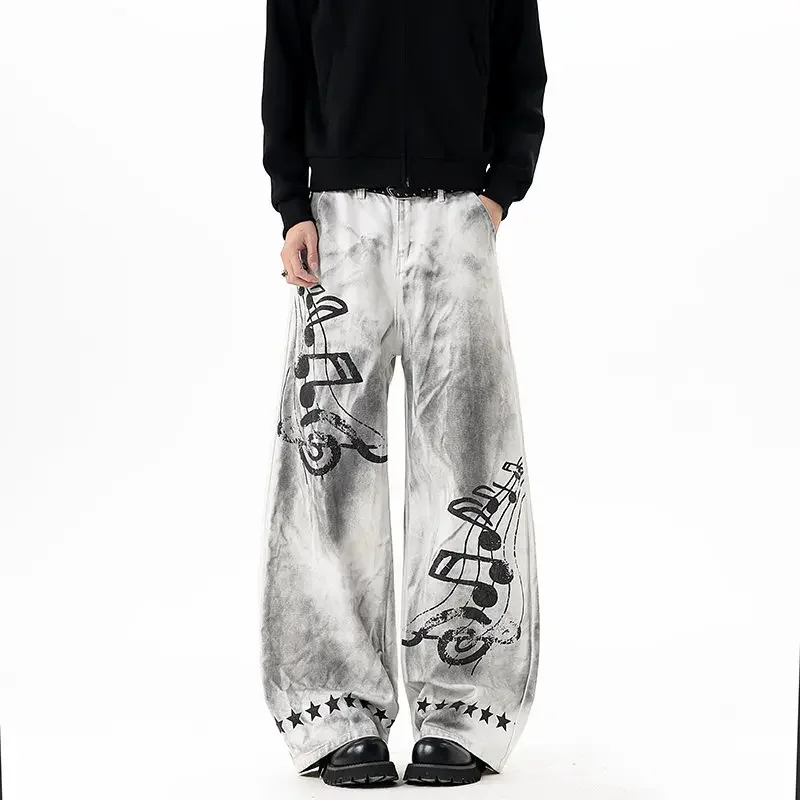 High Street American Style Washed Distressed Loose Men's White Jeans Vintage Wide Leg Denim Pants Printting Trousers
High Street American Style Washed Distressed Loose Men's White Jeans Vintage Wide Leg Denim Pants Printting Trousers