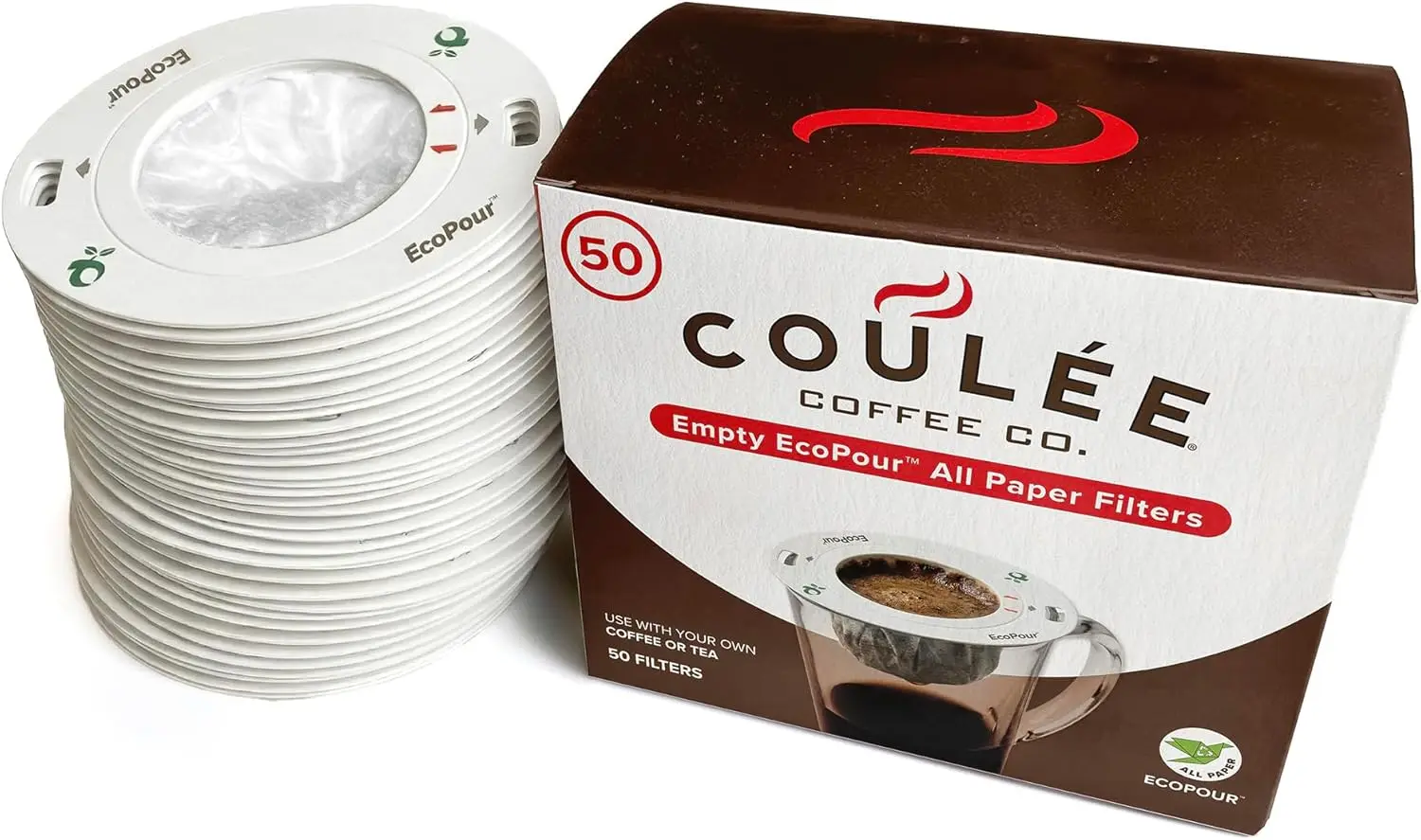 Compostable Paper Pour Over Coffee Filters, 50 Pack - Eco-Friendly Single Serve for Coffee or Tea, Portable
Compostable Paper Pour Over Coffee Filters, 50 Pack - Eco-Friendly Single Serve for Coffee or Tea, Portable