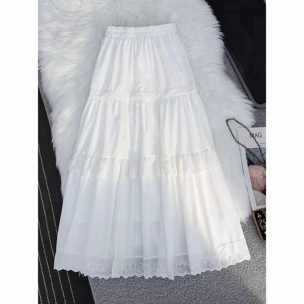 Sweet Lace Trim Cake Skirt High Waist A-Line Midi Skirt Slimming White Heavy Embroidery Polyester Fiber Commute Casual Skirt
Sweet Lace Trim Cake Skirt High Waist A-Line Midi Skirt Slimming White Heavy Embroidery Polyester Fiber Commute Casual Skirt