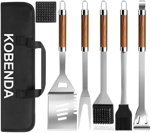 KOBENDA Stainless Steel BBQ Grill Tools Set with Storage Bag – Perfect for Camping, Grilling Gifts for Men
KOBENDA Stainless Steel BBQ Grill Tools Set with Storage Bag – Perfect for Camping, Grilling Gifts for Men