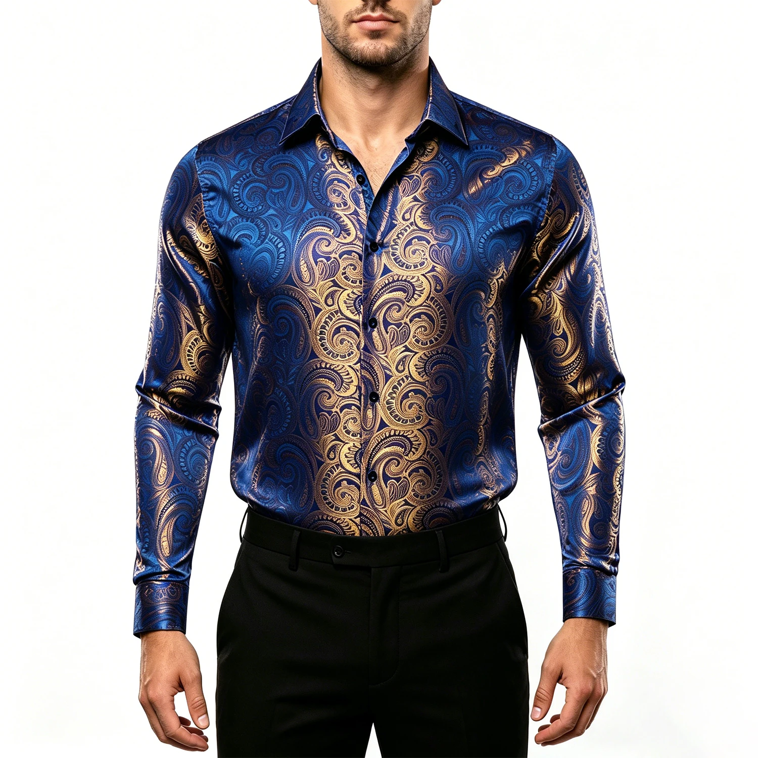 Men's Polyester Iridescent Paisley Satin Jacquard Shirt Long Sleeve Button Up Wedding Business Blouse
Men's Polyester Iridescent Paisley Satin Jacquard Shirt Long Sleeve Button Up Wedding Business Blouse