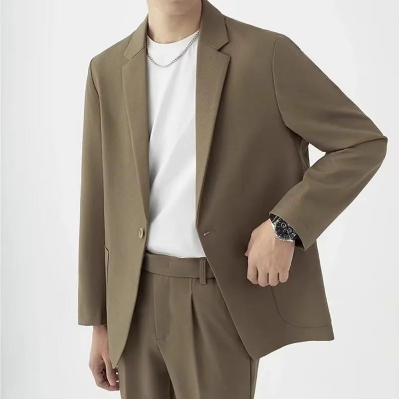 KIDWHXR Men 2-piece Outfit Loose Single-breasted Blazer Male Straight-leg Pant Man Korean Simple Solid Business Casual Suit Set
KIDWHXR Men 2-piece Outfit Loose Single-breasted Blazer Male Straight-leg Pant Man Korean Simple Solid Business Casual Suit Set