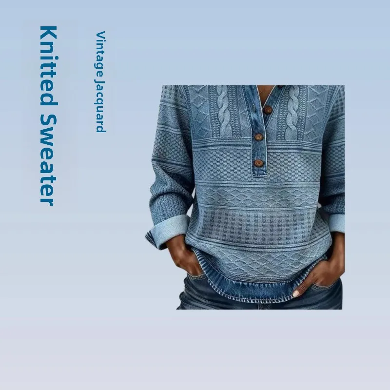 New Knitted Long Sleeve Casual Shirt for Women Autumn Winter Versatile Collar Denim Patchwork Loose Fit Travel Friendly
New Knitted Long Sleeve Casual Shirt for Women Autumn Winter Versatile Collar Denim Patchwork Loose Fit Travel Friendly