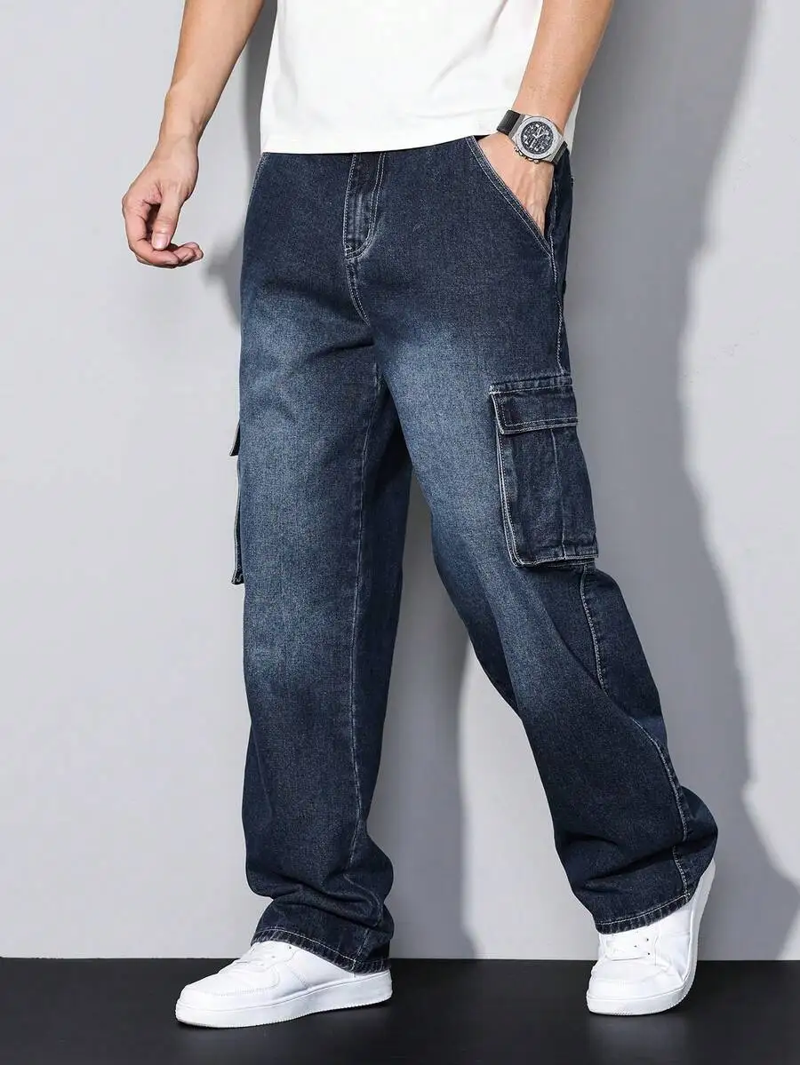 Mens Casual Solid Color Cargo Jeans Loose Fit Denim Pants
Mens Casual Solid Color Cargo Jeans Loose Fit Denim Pants
