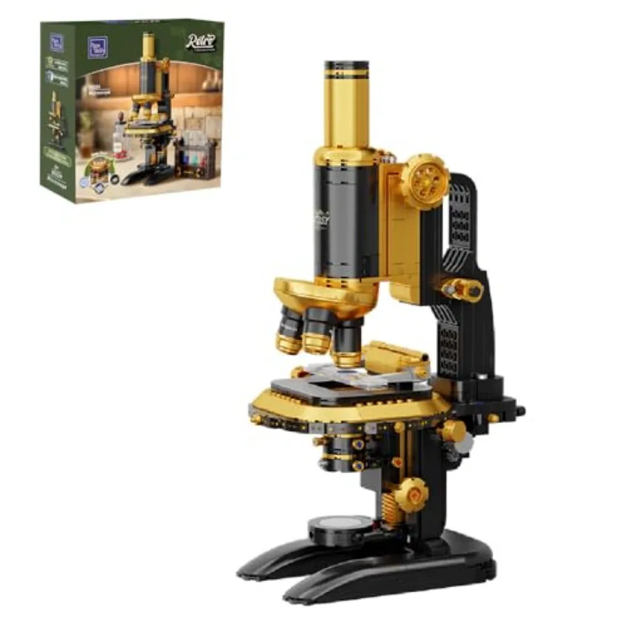Retro Microscope Building Kit for Adults: Brass-Finish Mechanical Science Instrument Model with Lab Accessories Collectible Dis
Retro Microscope Building Kit for Adults: Brass-Finish Mechanical Science Instrument Model with Lab Accessories Collectible Dis