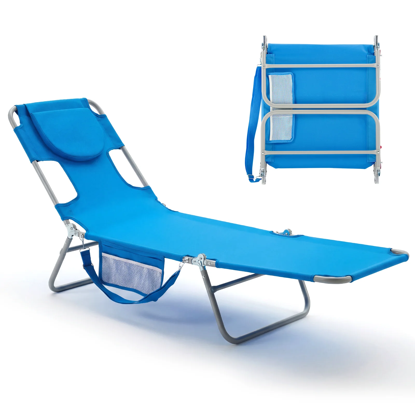 JHK 5-Position Adjustable Recline Beach Lounge Chair Portable Folding Sun Chairs with Face Arm Holes Max Load 225LBS for Patio
JHK 5-Position Adjustable Recline Beach Lounge Chair Portable Folding Sun Chairs with Face Arm Holes Max Load 225LBS for Patio