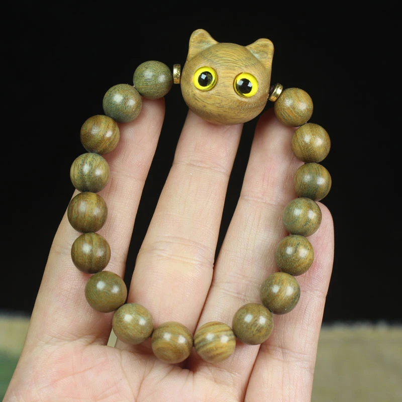 Green Sandalwood with Kitten Design, Cat Buddha Bead Bracelet, Couple's Jewelry, Wooden Craft
Green Sandalwood with Kitten Design, Cat Buddha Bead Bracelet, Couple's Jewelry, Wooden Craft