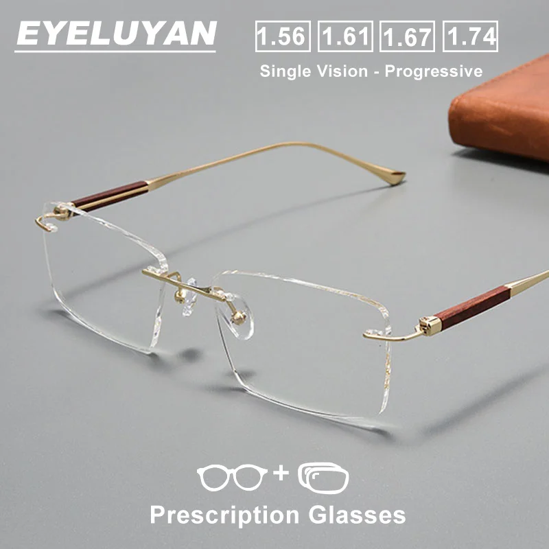 EYELUYAN Корректирующие очки без оправы для близорукости, высококачественная деревянная и чистая титановая оправа, оптические очки для дальнозоркости по рецепту
EYELUYAN Корректирующие очки без оправы для близорукости, высококачественная деревянная и чистая титановая оправа, оптические очки для дальнозоркости по рецепту