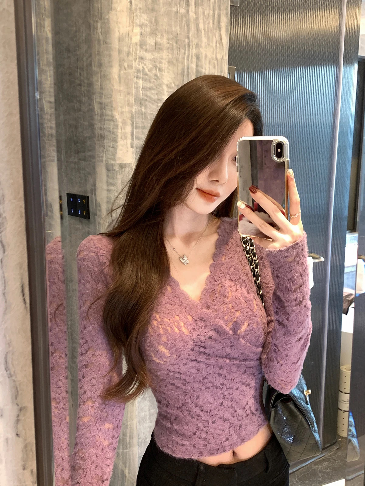 JustQin Purple Vine Orchid 2025 Autumn New Sle Women's Lace irt Long Sve Slim Fit Base Layer Top Sexy Waist-Cinching
JustQin Purple Vine Orchid 2025 Autumn New Sle Women's Lace irt Long Sve Slim Fit Base Layer Top Sexy Waist-Cinching