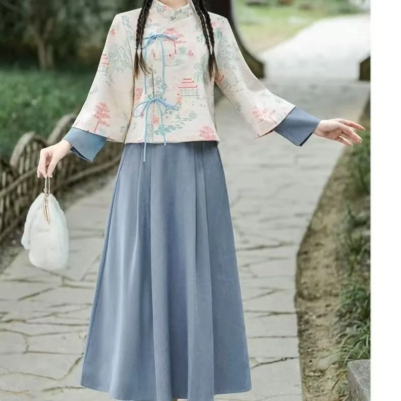 Модная индивидуальная женская одежда, новый осенний комплект ханьфу-павильона в китайском стиле с наклонными лацканами и шнуровкой, улучшенный комплект полуюбки
Модная индивидуальная женская одежда, новый осенний комплект ханьфу-павильона в китайском стиле с наклонными лацканами и шнуровкой, улучшенный комплект полуюбки