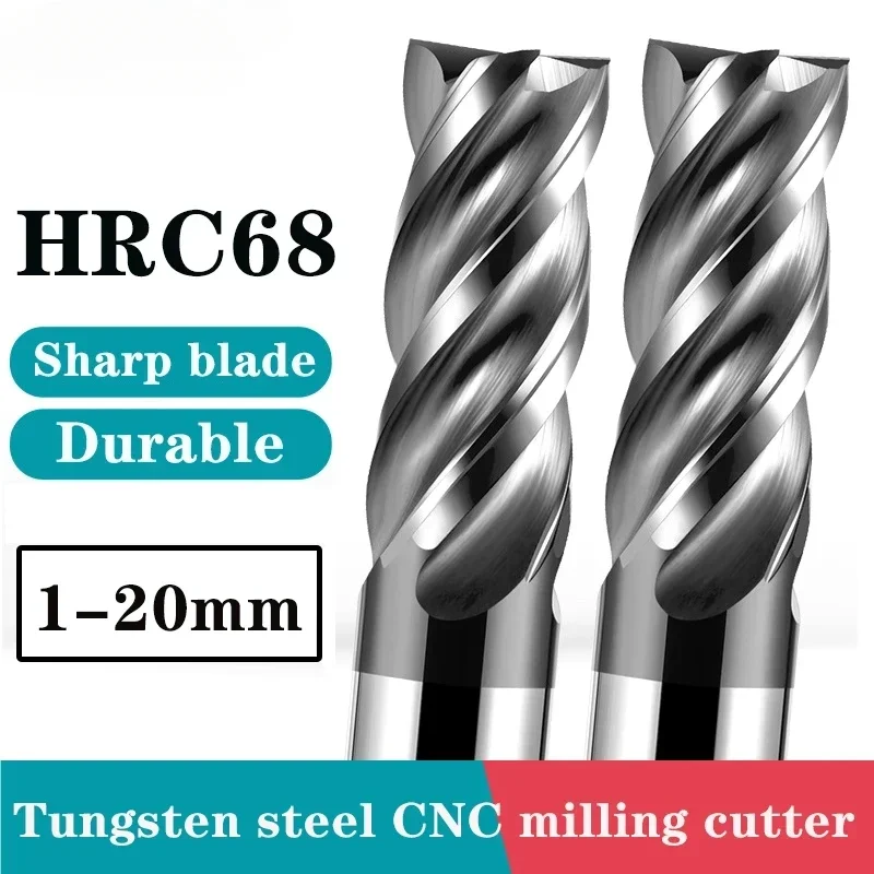 HRC68 4-FluteTungsten steel flat bottom milling cutter, hard alloy coated milling cutter, CNC cutting tool, steel milling cutter
HRC68 4-FluteTungsten steel flat bottom milling cutter, hard alloy coated milling cutter, CNC cutting tool, steel milling cutter