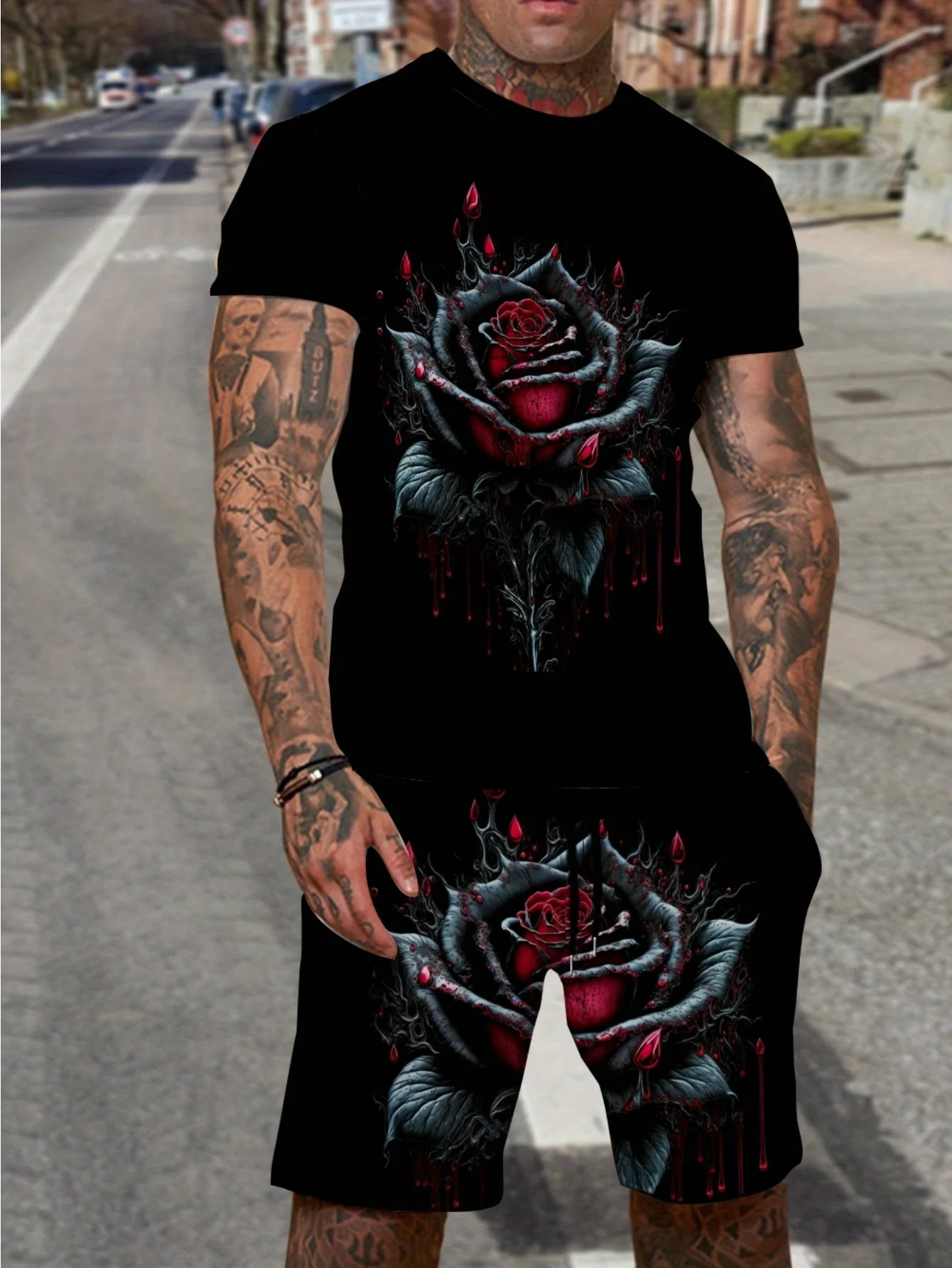 2 Men's Flower Printed Summer Clothing Set, Men's Short Sleeve Crew Neck T-Shirt and Drawstring Shorts with Pockets
2 Men's Flower Printed Summer Clothing Set, Men's Short Sleeve Crew Neck T-Shirt and Drawstring Shorts with Pockets