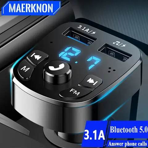 Araba MP3 Çalar Çift USB Hızlı Şarj Cihazı FM Alıcısı Bluetooth Uyumlu 5.0 Verici U-Disk Flash Bellek Tak ve Çalıştır Araç Kiti