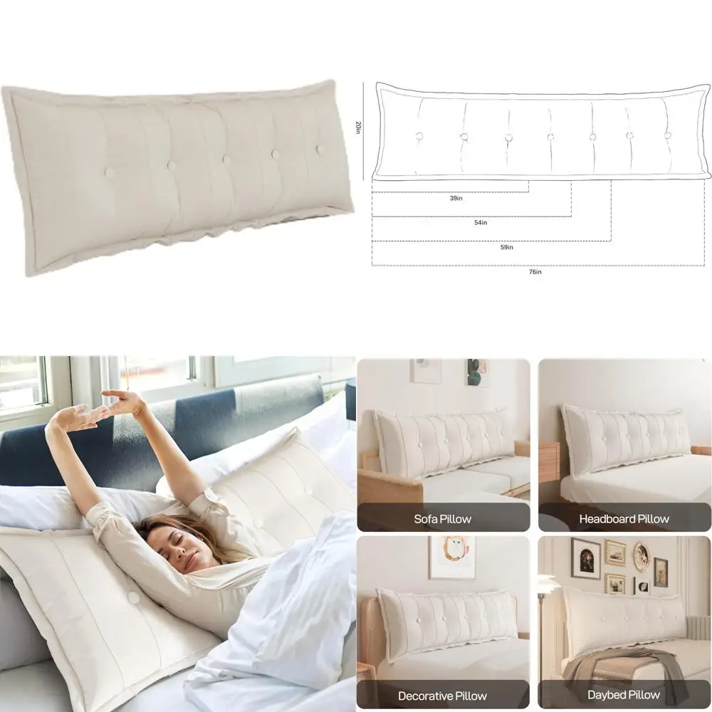 Rectangular Headboard Pillow Queen Size - Bolster Pillow for Bed, Back Rest Support, Ideal for Sitting and Daybed Use
Rectangular Headboard Pillow Queen Size - Bolster Pillow for Bed, Back Rest Support, Ideal for Sitting and Daybed Use