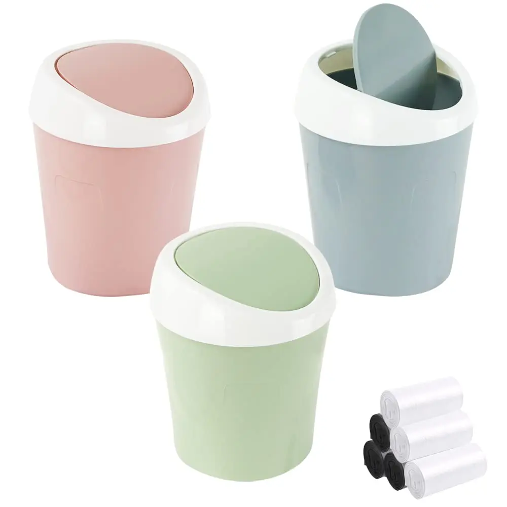 Mini Swing Lid Desktop Trash Can, 3 Colors Set with 180 Bags
Mini Swing Lid Desktop Trash Can, 3 Colors Set with 180 Bags