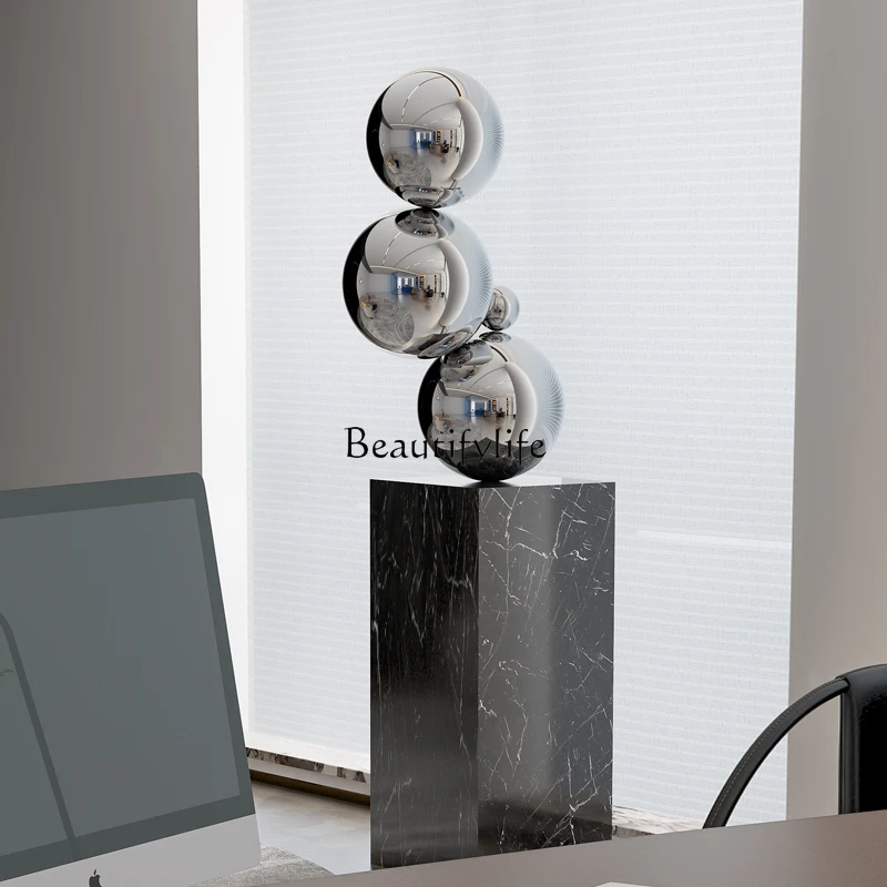 Stainless steel geometric metal ball artwork floor ornament sculpture model room living room space decoration
Stainless steel geometric metal ball artwork floor ornament sculpture model room living room space decoration