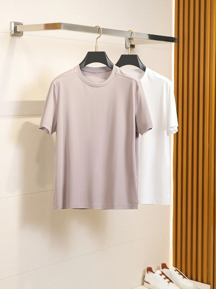 Silklike Ice Soft Cotton Summer Thin round Ne ort Sve Tirt Casual Comfortable Breathable Men's Faion Urban Sle
Silklike Ice Soft Cotton Summer Thin round Ne ort Sve Tirt Casual Comfortable Breathable Men's Faion Urban Sle