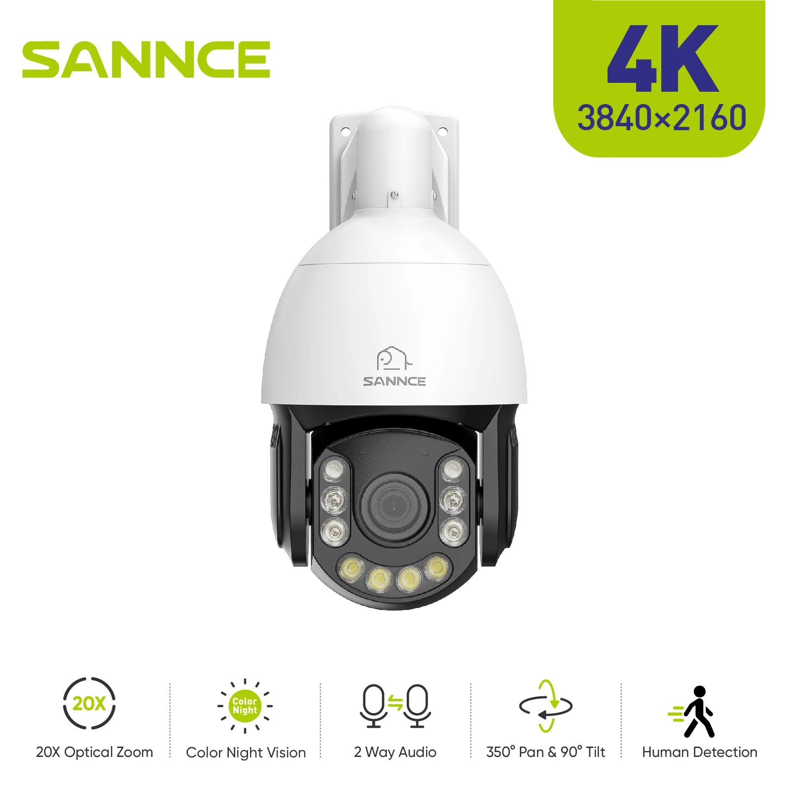 SANNCE 4K 8MP PTZ Camera Outdoor 20X Optical Zoom Auto Human Tracking Two-Way Audio Security PoE IP Camera for Home Surveillance
SANNCE 4K 8MP PTZ Camera Outdoor 20X Optical Zoom Auto Human Tracking Two-Way Audio Security PoE IP Camera for Home Surveillance
