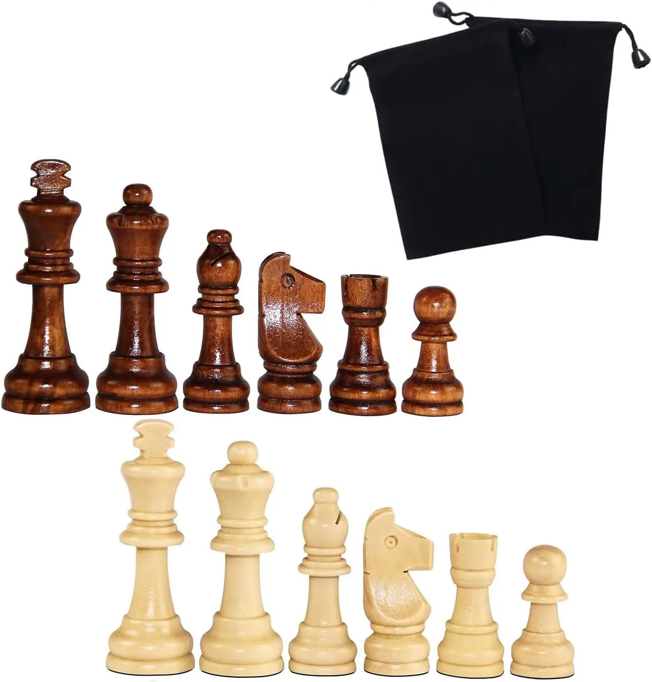 Staunton Wood Chess Pieces, 3 Inch King, Replacement Pieces with Storage Bag
Staunton Wood Chess Pieces, 3 Inch King, Replacement Pieces with Storage Bag