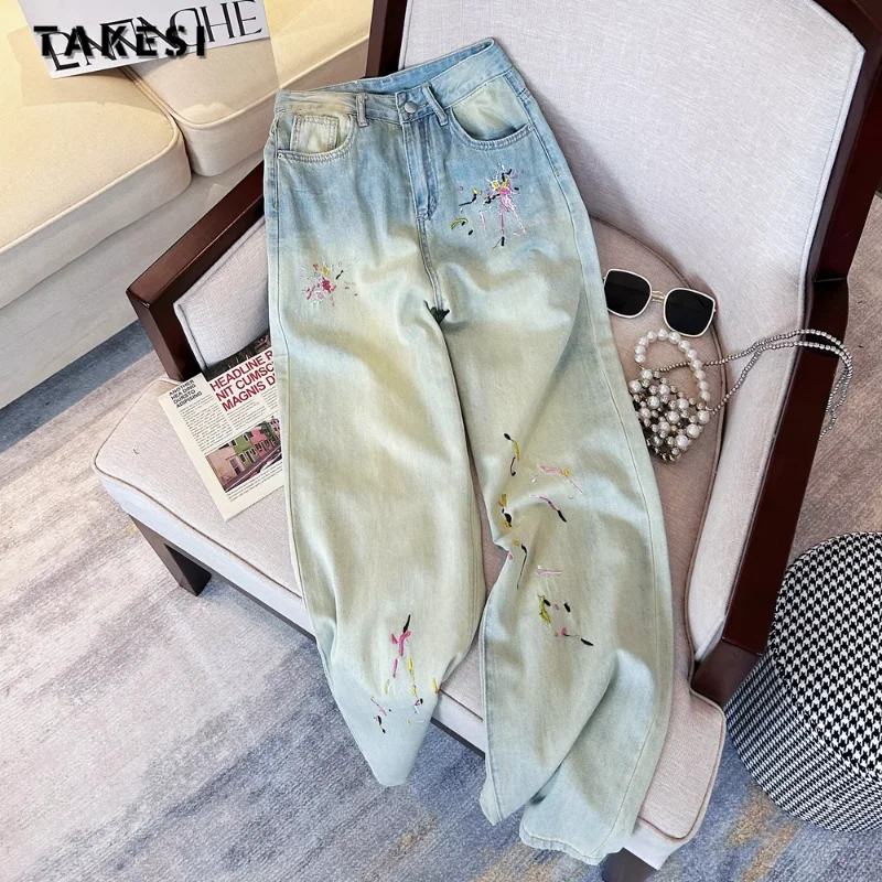 Vintage Gradient High Waist High Street Style Blue Straight Jeans Pants Korean Fashion Women's Wide Leg Baggy Y2K Denim Trouser
Vintage Gradient High Waist High Street Style Blue Straight Jeans Pants Korean Fashion Women's Wide Leg Baggy Y2K Denim Trouser