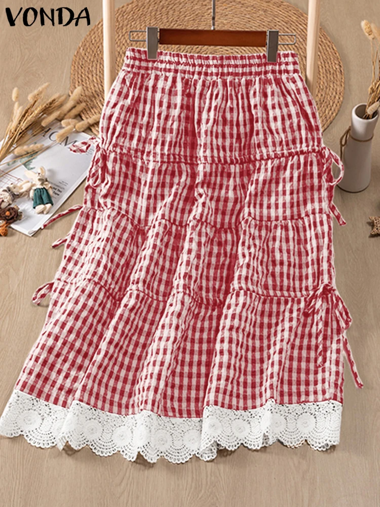 VONDA Women Plaid Prnted Skirts Casual Lace Patchwork Bottoms VONDA Loose Bohemian Holiday Lace-up A-Line Overskirts Oversized
VONDA Women Plaid Prnted Skirts Casual Lace Patchwork Bottoms VONDA Loose Bohemian Holiday Lace-up A-Line Overskirts Oversized