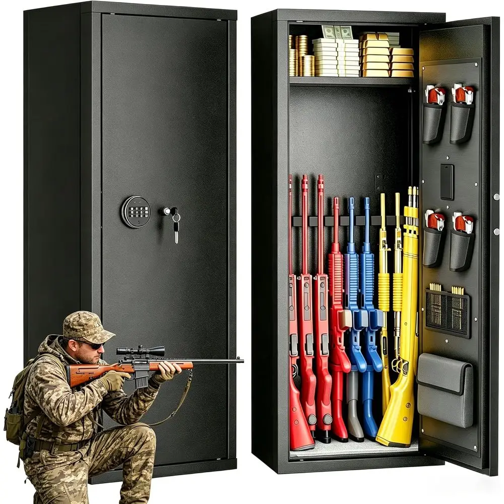 12-15 Gauge Shotgun Storage Cabinet with Digital Lock and Pistol Racks
12-15 Gauge Shotgun Storage Cabinet with Digital Lock and Pistol Racks