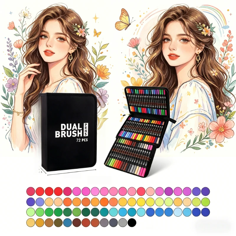 Watercolor Art Markers Dual Tip Brush & Fineliner Pens,72 Colors Set for Calligraphy, Painting & Art Supplies
Watercolor Art Markers Dual Tip Brush & Fineliner Pens,72 Colors Set for Calligraphy, Painting & Art Supplies