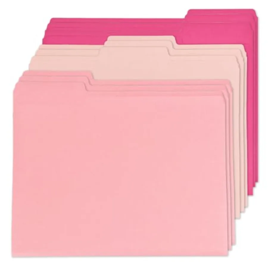 12Pcs Pink File Folders Letter Size Colored Manilla File Folders with 1/3-cut Tabs Decorative File Pockets for Office School Bu
12Pcs Pink File Folders Letter Size Colored Manilla File Folders with 1/3-cut Tabs Decorative File Pockets for Office School Bu