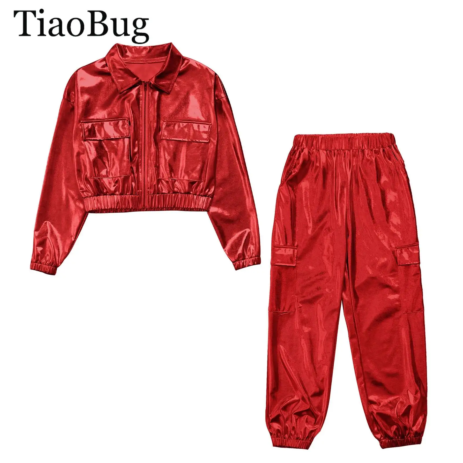 Kids Boys Girls Hip-Hop Jazz Dance Outfit Metallic Shiny Jacket Long Sleeve Outwear with Pants Skateboarding Street Dancewear
Kids Boys Girls Hip-Hop Jazz Dance Outfit Metallic Shiny Jacket Long Sleeve Outwear with Pants Skateboarding Street Dancewear