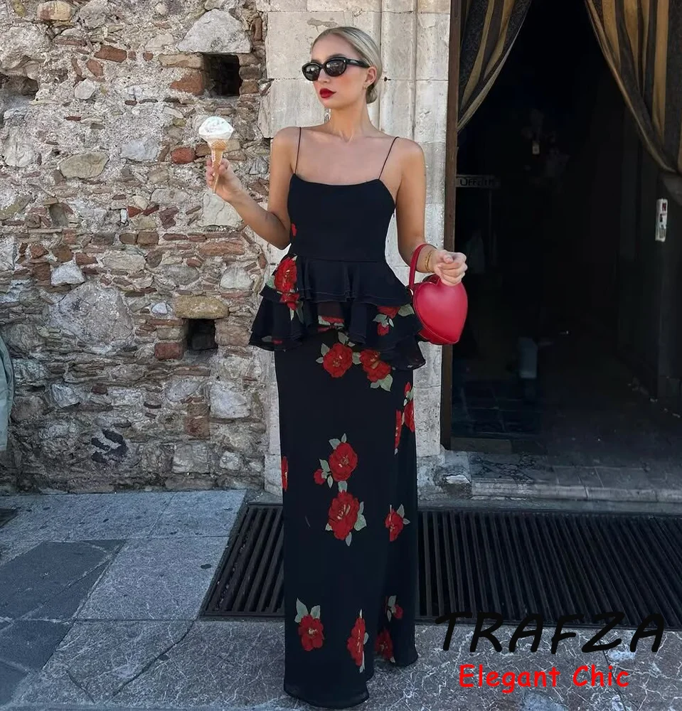 TRAFZA Glamorous Chic Skirt Set Women's Flower Printed Suspender Top Or High-Waist Fishtail Skirt 2025 Summer Sexy Holidays Set 
TRAFZA Glamorous Chic Skirt Set Women's Flower Printed Suspender Top Or High-Waist Fishtail Skirt 2025 Summer Sexy Holidays Set