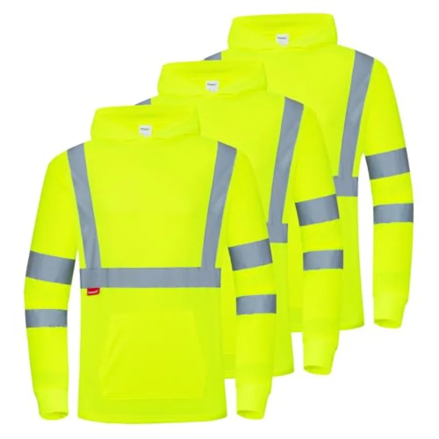 ProtectX 3-Pack Men's High Visibility Heavy Duty Breathable Long Sleeve Reflective Safety T-Shirts for Work Construction
ProtectX 3-Pack Men's High Visibility Heavy Duty Breathable Long Sleeve Reflective Safety T-Shirts for Work Construction