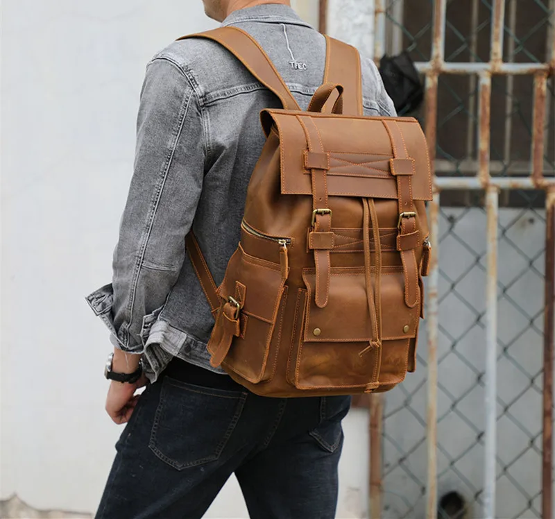 2022 New Genuine Leather Backpack Men's Handmade Vintage Crazy Horse Leather Daypack Male Large Capacity Thick Cowhide Backpack
2022 New Genuine Leather Backpack Men's Handmade Vintage Crazy Horse Leather Daypack Male Large Capacity Thick Cowhide Backpack