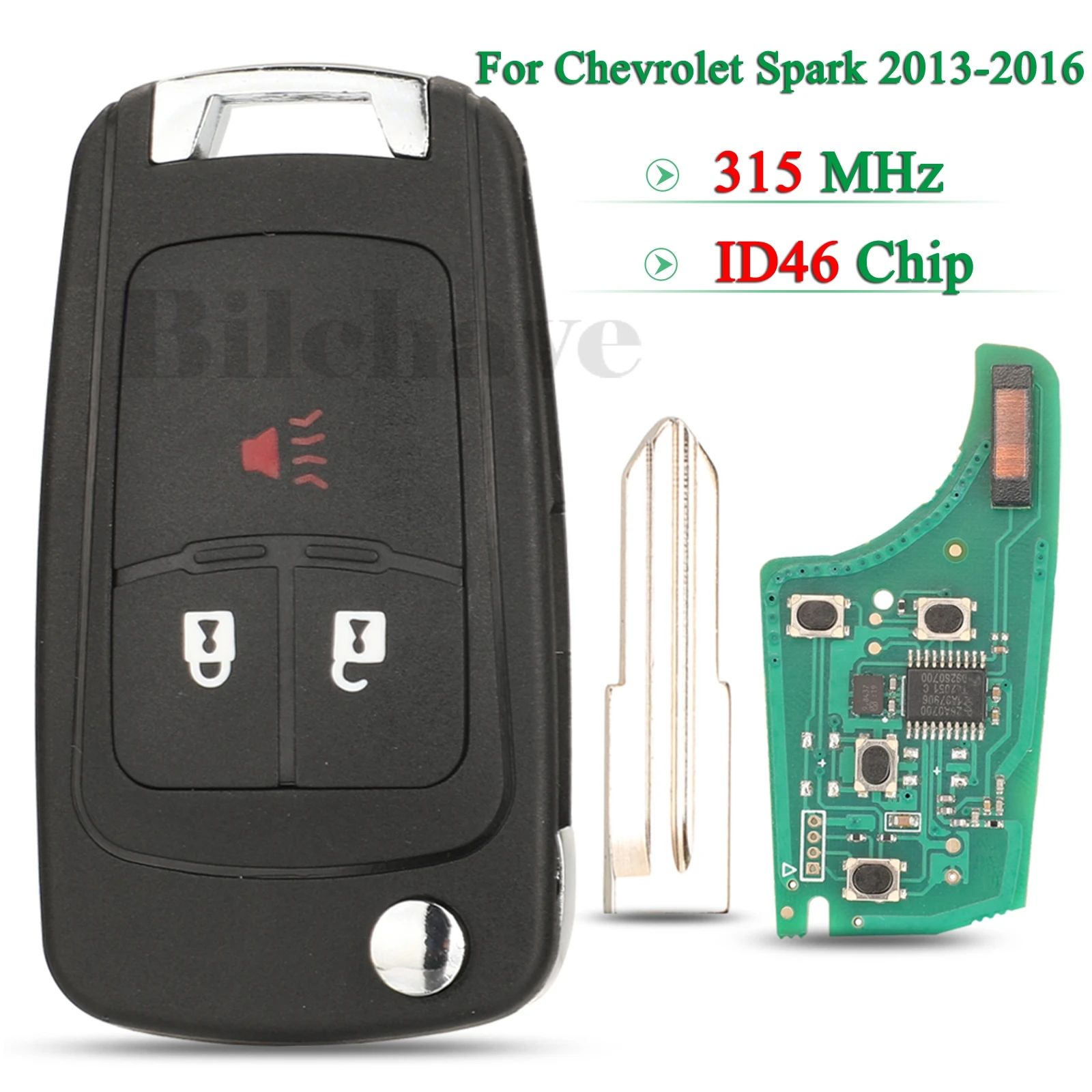 jingyuqin Replacement 315Mhz id46 Chip for Chevrolet Spark 2013-2016 Folding Flip Control Remote Car Key Fob 3 Buttons
jingyuqin Replacement 315Mhz id46 Chip for Chevrolet Spark 2013-2016 Folding Flip Control Remote Car Key Fob 3 Buttons