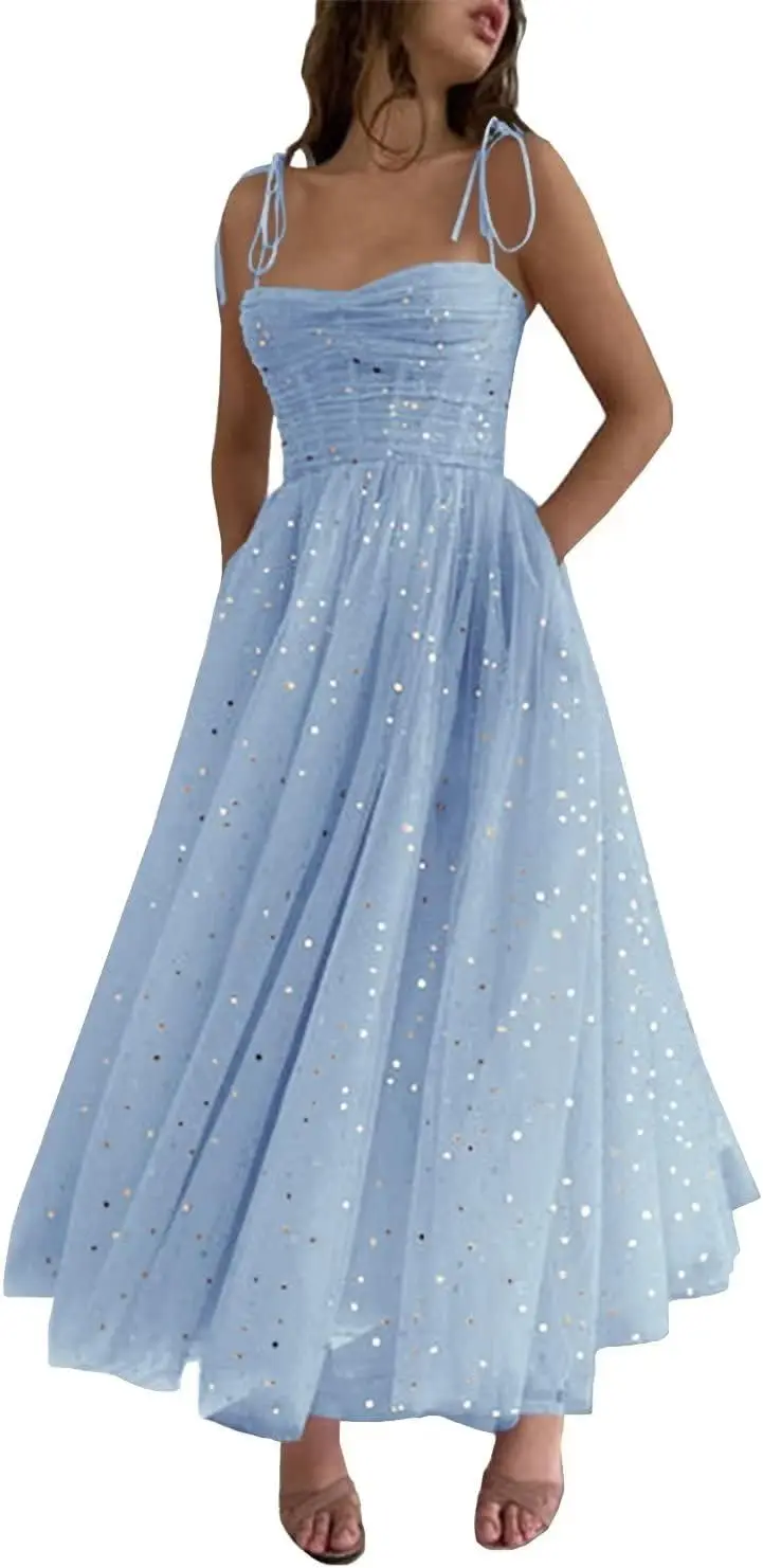 Женские блестящие тюлевые платья для выпускного вечера со звездами, корсет длиной до чая, вечерние платья, вечернее платье, женские элегантные вечерние платья 
Женские блестящие тюлевые платья для выпускного вечера со звездами, корсет длиной до чая, вечерние платья, вечернее платье, женские элегантные вечерние платья