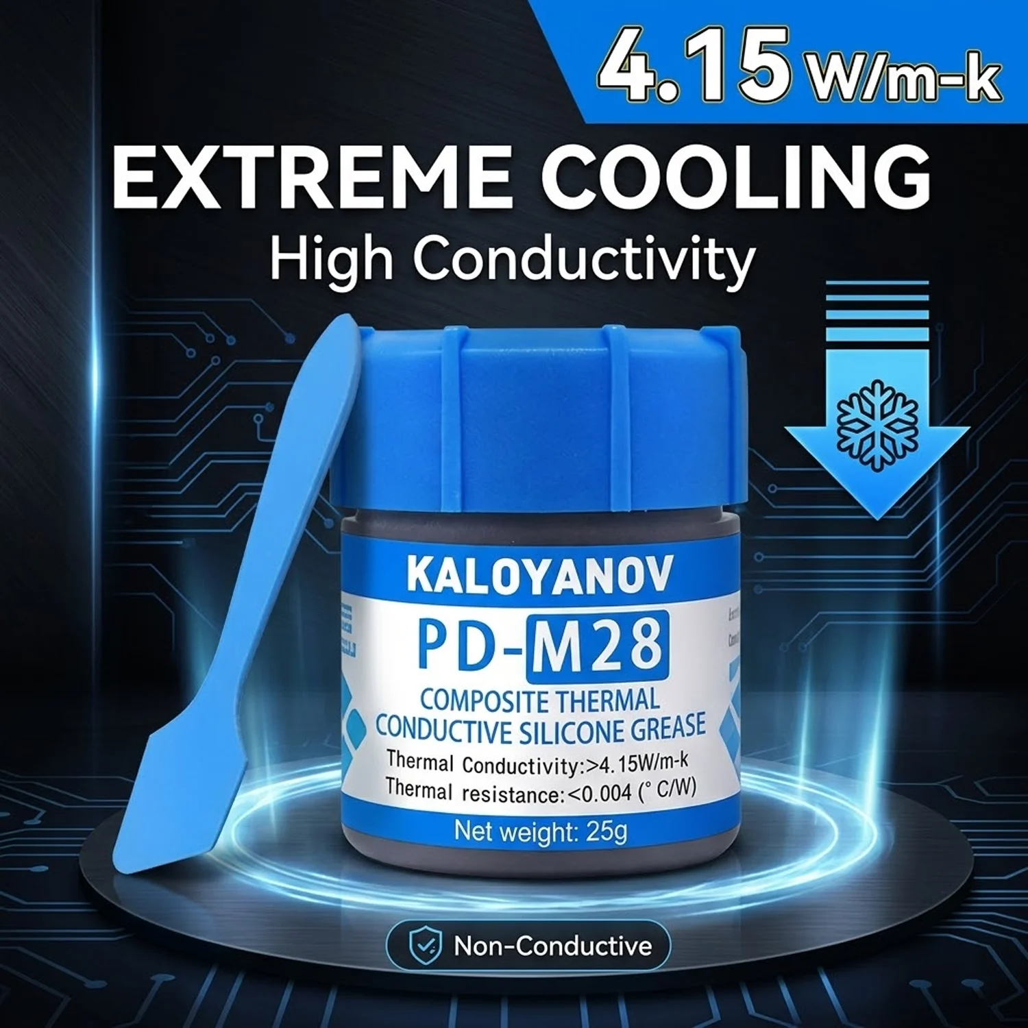 25g High Performance Thermal Paste 4.15W/m-k Silicone Grease for CPU GPU Laptop PC Cooling Kit with Free Spatula Scraper
25g High Performance Thermal Paste 4.15W/m-k Silicone Grease for CPU GPU Laptop PC Cooling Kit with Free Spatula Scraper
