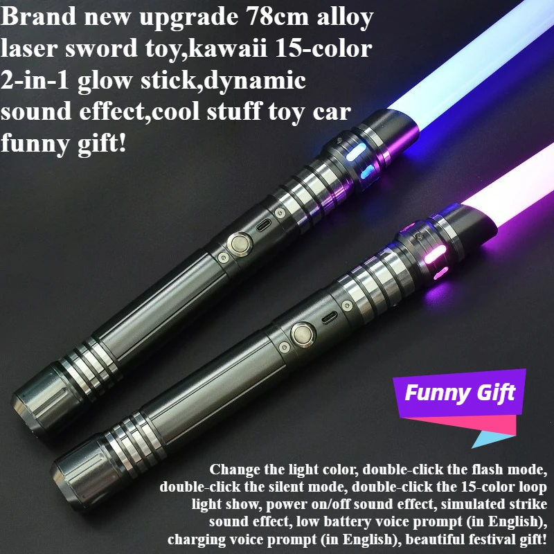 Cool Stuff Light Saber Funny Gift-Hot 78cm Alloy Laser Sword Toy,Kawaii 15-color 2-in-1 Glow Stick,kpop Lightstick,Toys for Boys
Cool Stuff Light Saber Funny Gift-Hot 78cm Alloy Laser Sword Toy,Kawaii 15-color 2-in-1 Glow Stick,kpop Lightstick,Toys for Boys