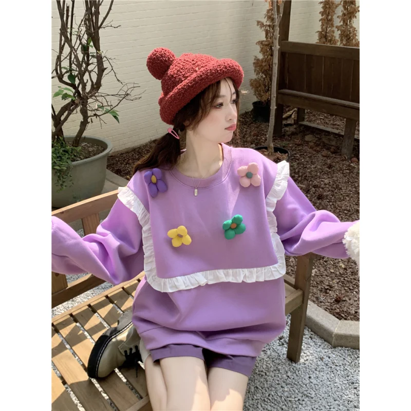 Womens Clothing Purple Vintage Street Sweatshirt Contrasting Colors Long Sleeves Spring Casual 2024 Plush Baggy Female Tops
Womens Clothing Purple Vintage Street Sweatshirt Contrasting Colors Long Sleeves Spring Casual 2024 Plush Baggy Female Tops