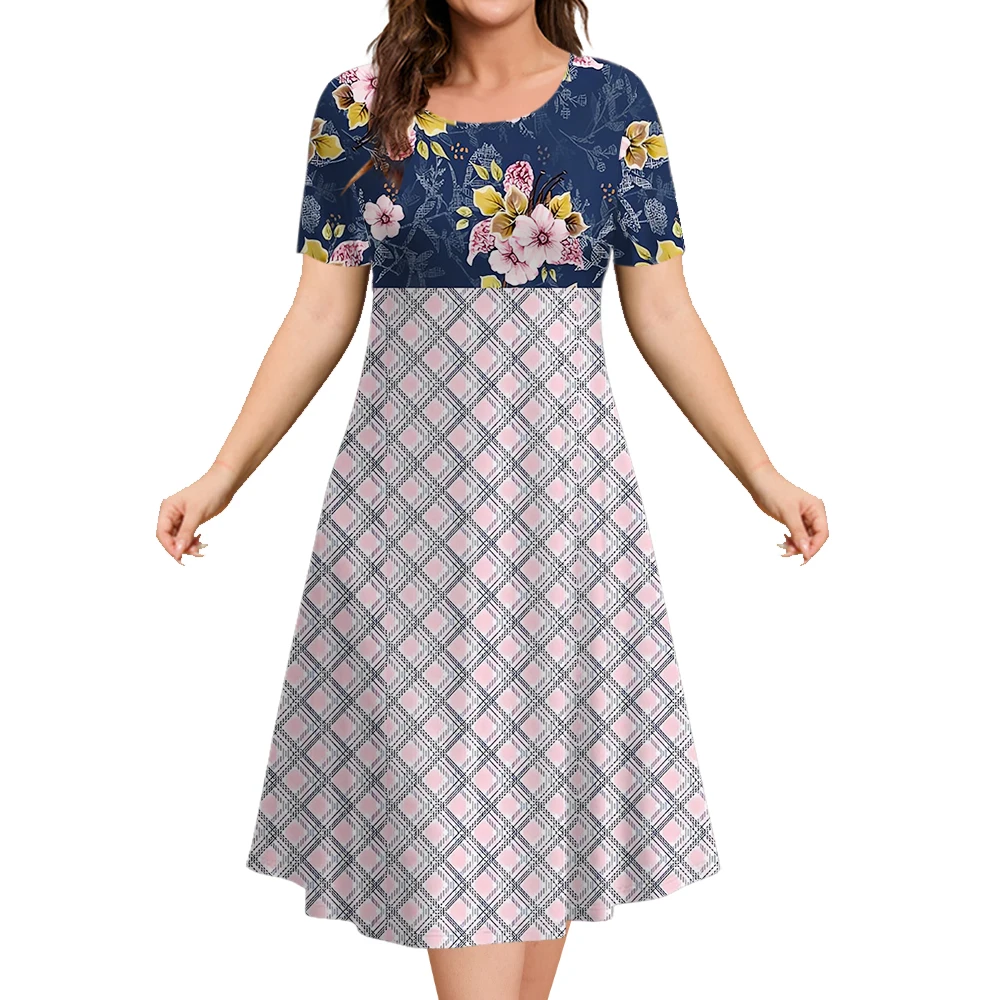 Women For Elegant Dresses Check Flowers Print Skirts Summer Women‘S Short Sleeves Dress Fashion Loose Clothes 2024 New Pullover
Women For Elegant Dresses Check Flowers Print Skirts Summer Women‘S Short Sleeves Dress Fashion Loose Clothes 2024 New Pullover