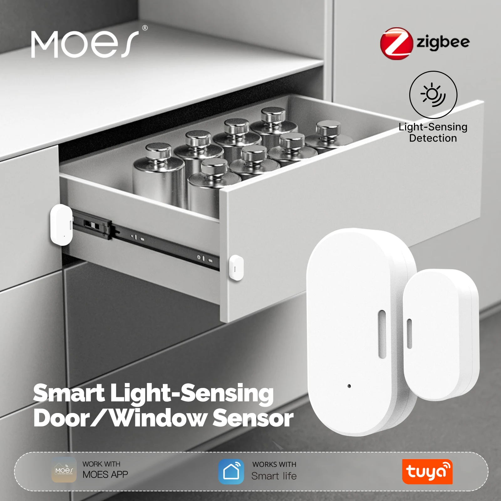 MOES Tuya Zigbee Умный датчик двери/окна с датчиком освещенности, беспроводное приложение открытия/закрытия, оповещение и обнаружение света, домашняя безопасность
MOES Tuya Zigbee Умный датчик двери/окна с датчиком освещенности, беспроводное приложение открытия/закрытия, оповещение и обнаружение света, домашняя безопасность